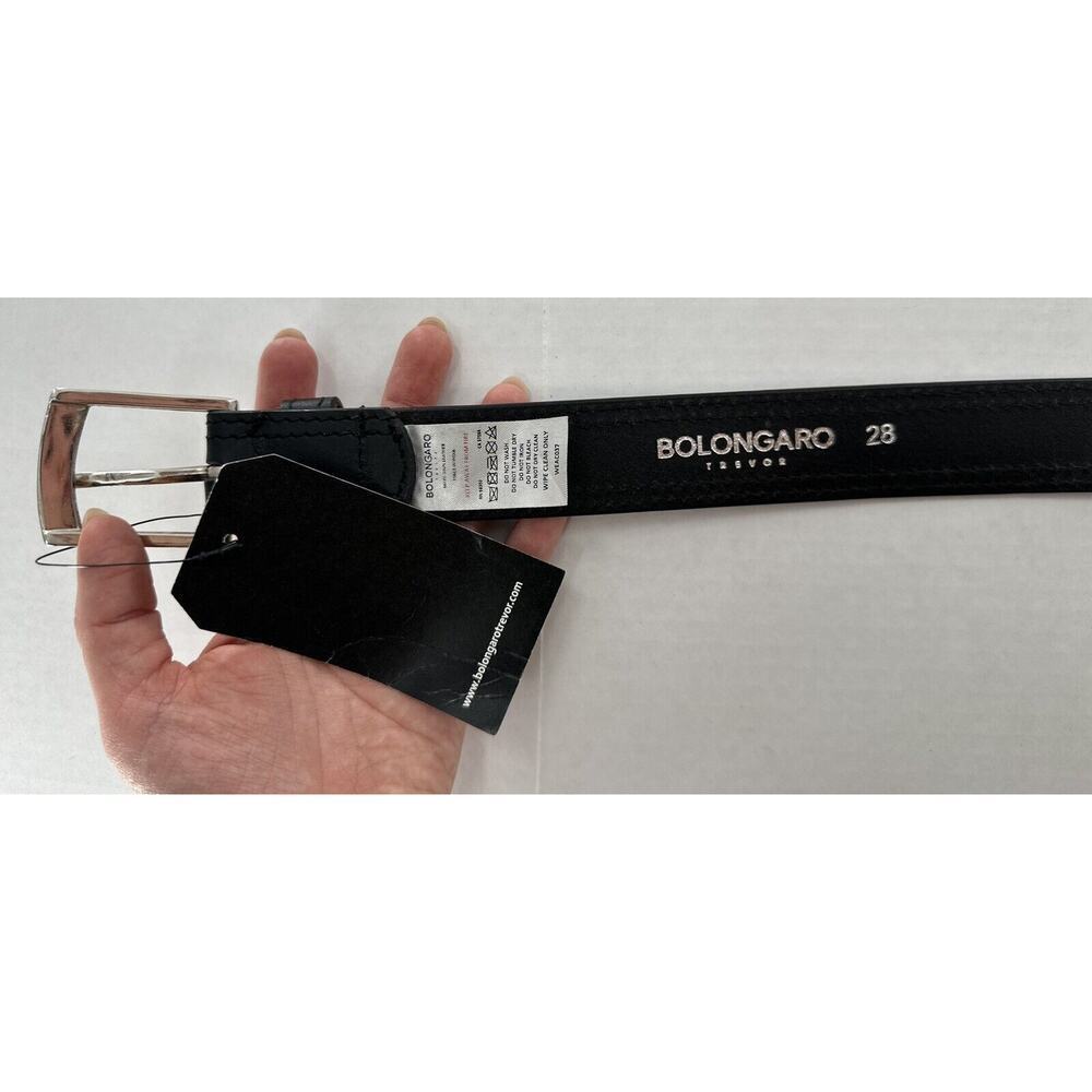 Bolongaro Trevor Mens Dress Belt Black 100% Leather Silver Buckle Size 28 Formal - Picture 4 of 6
